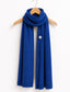 CASHMERE & MERINO WOOL BLEND BUTTON SCARF - BLUE