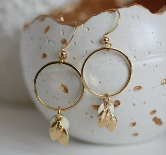 KAIKO - WHITE ENAMEL BRASS EARRINGS