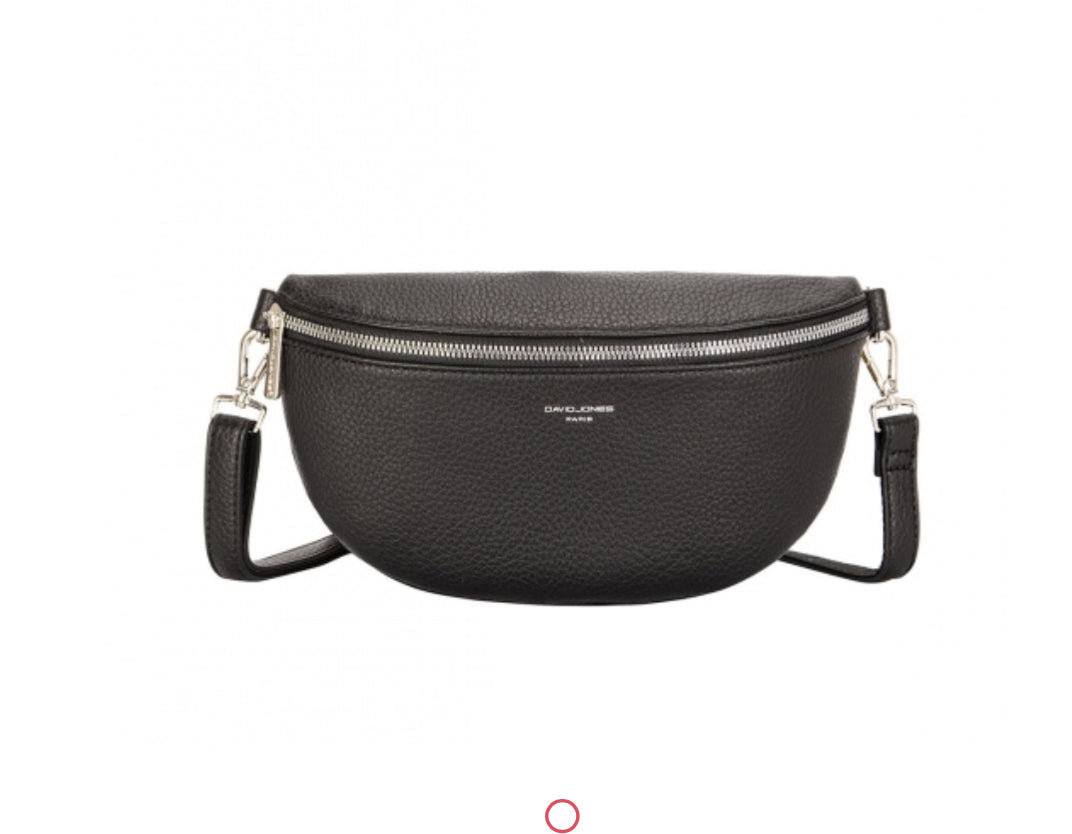 BLACK SLING CROSSBODY WITH SILVER HARDWARE