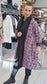 CIRCLE PRINT OVERSIZED COAT - 10-16 - PLUM