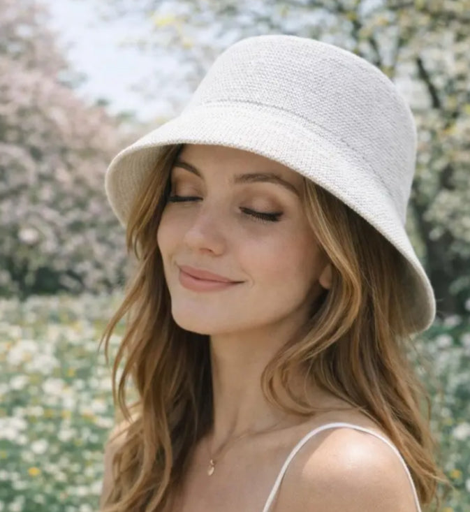 WOVEN BUCKET HAT - WHITE