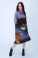 ABSTRACT PRINT COWL NECK DRESS - 12-16