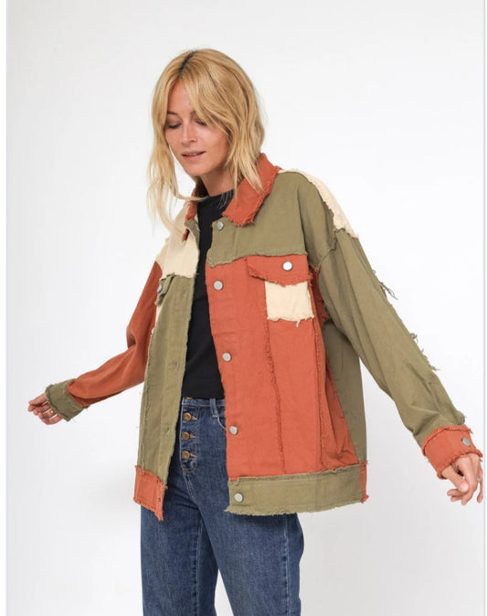 COTTON COLOUR BLOCK JACKET - S,M,L & XL
