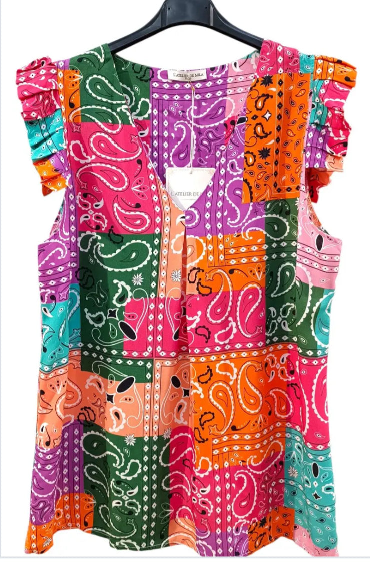 BANDANA PRINT TOP - 8-12