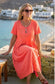 COTTON EMBROIDERY DRESS - 14-18 - CORAL