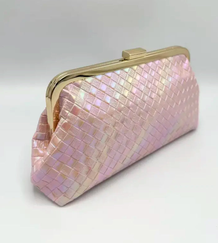 WOVEN CLUTCH BAG - PINK