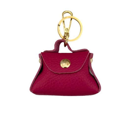 LEATHER PURSE KEYRING - FUSCHIA