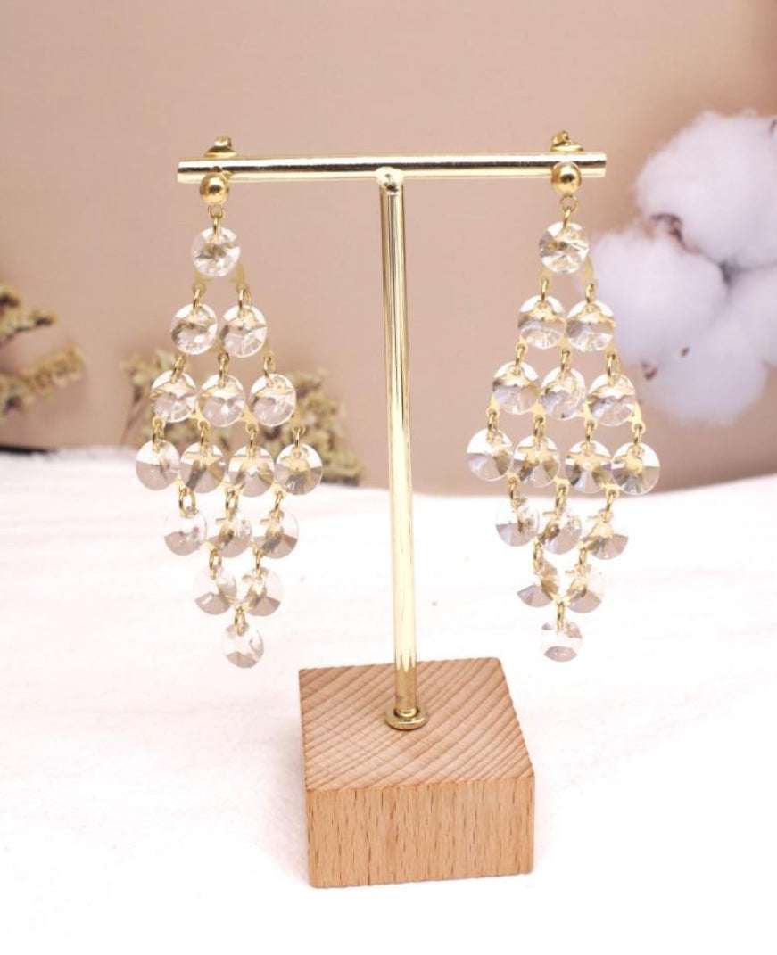 CLEAR GLASS BEAD STATEMENT EARRINGS