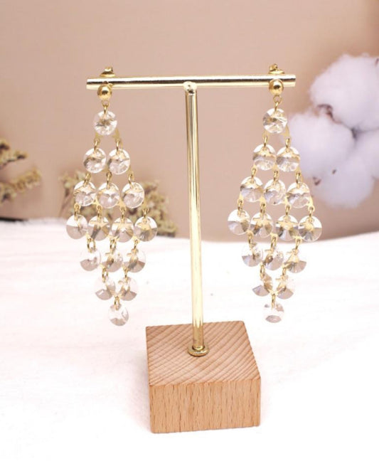 CLEAR GLASS BEAD STATEMENT EARRINGS