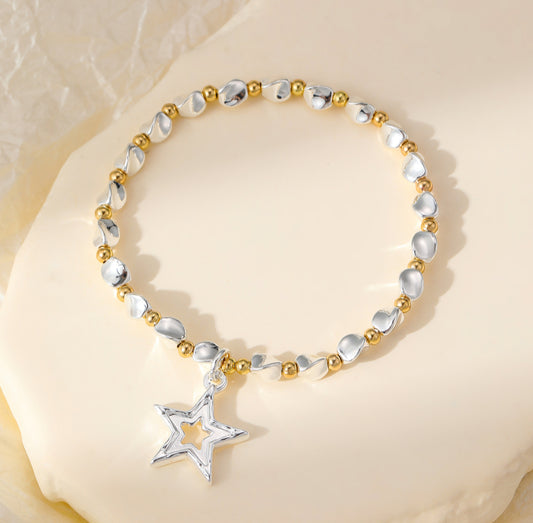 STAR CHARM BRACELET - SILVER & GOLD