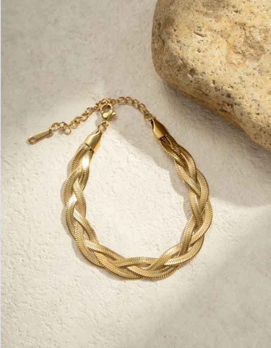 STAINLESS STEEL BRAIDED BRACELET - GOLD