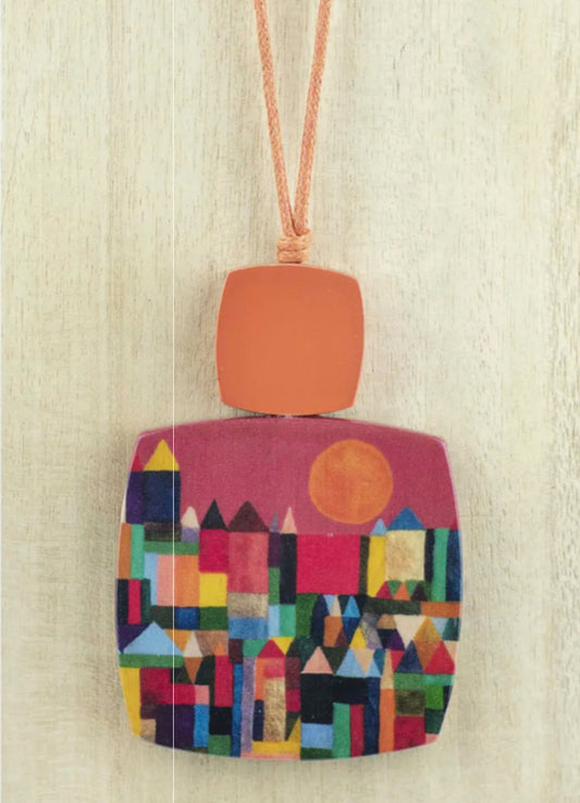 DECOUPAGE WOODEN NECKLACE