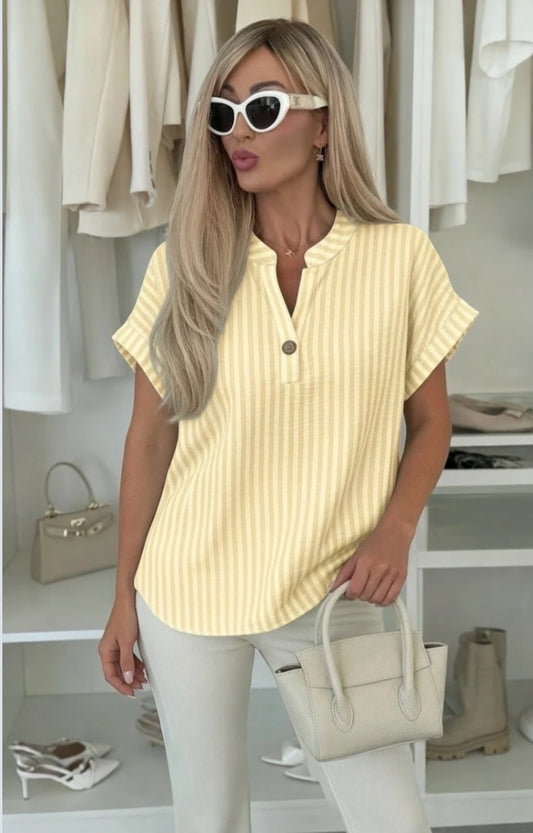 COTTON BLEND STRIPE TOP - 10-16 - LEMON