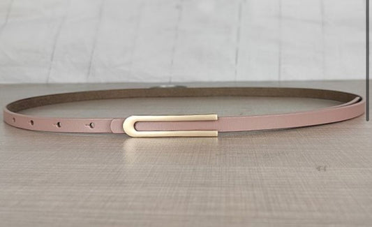 SLIM LEATHER BELT - PINK