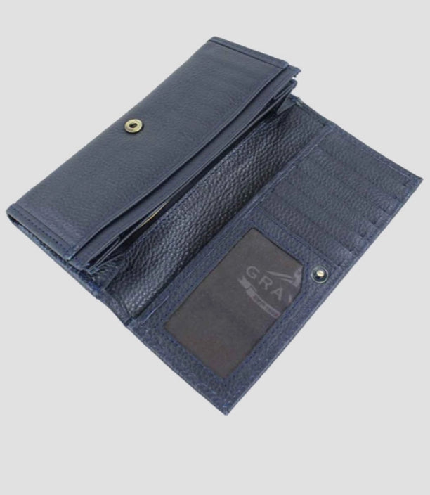 LEATHER LOGO WALLET - NAVY