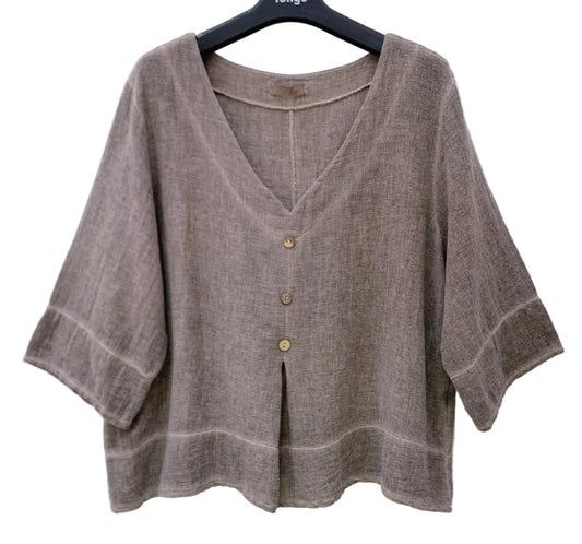 COTTON LINEN BUTTON TOP - 10-16