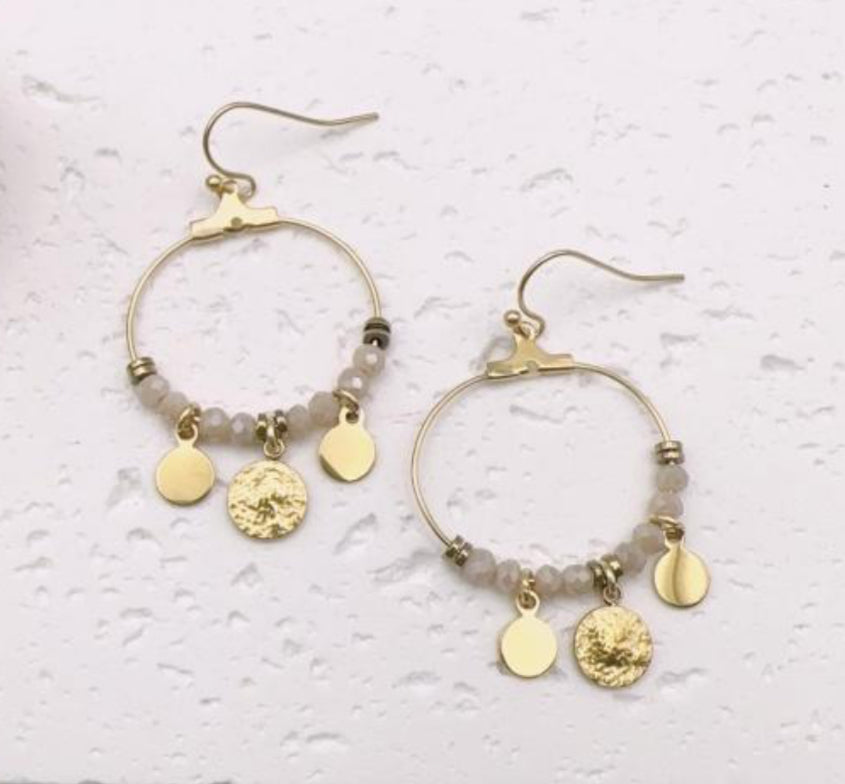 GOLD PLATED STAINLESS STEEL BEAD EARRINGS