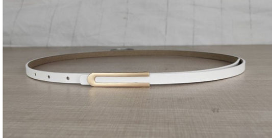 SLIM LEATHER BELT - WHITE