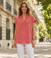 COTTON BLEND GINGHAM TOP - 10-16 - RED
