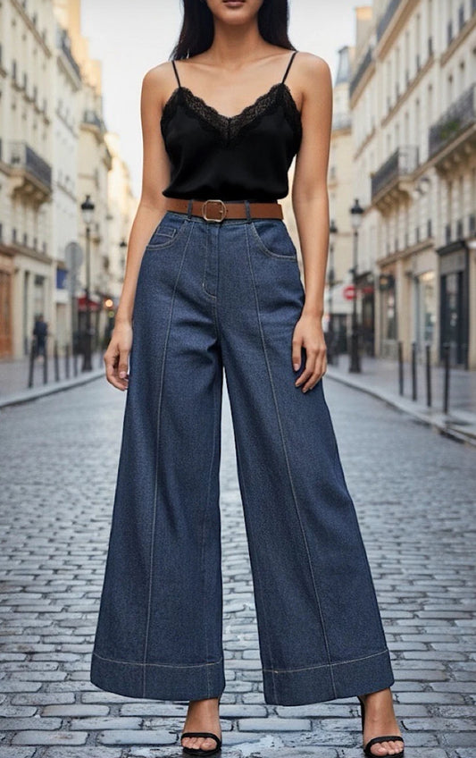 CUFFED BELTED DENIMS - SIZE S-XL