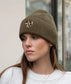 LEOPARD PRINT HEART BEANIE - KHAKI