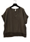MESH TRIM V NECK TOP - 10-16 - CHOCOLATE