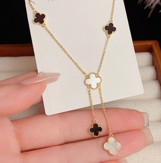 MONOCHROME PETAL ‘Y’ DROP NECKLACE