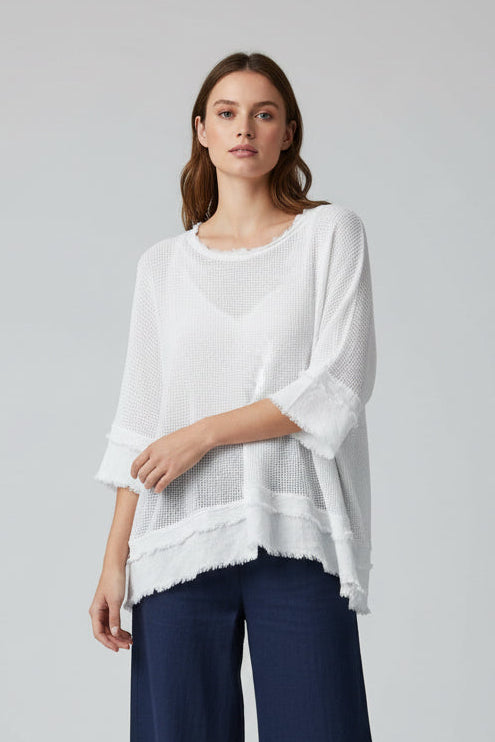 COTTON MESH TOP - 10-16 - WHITE