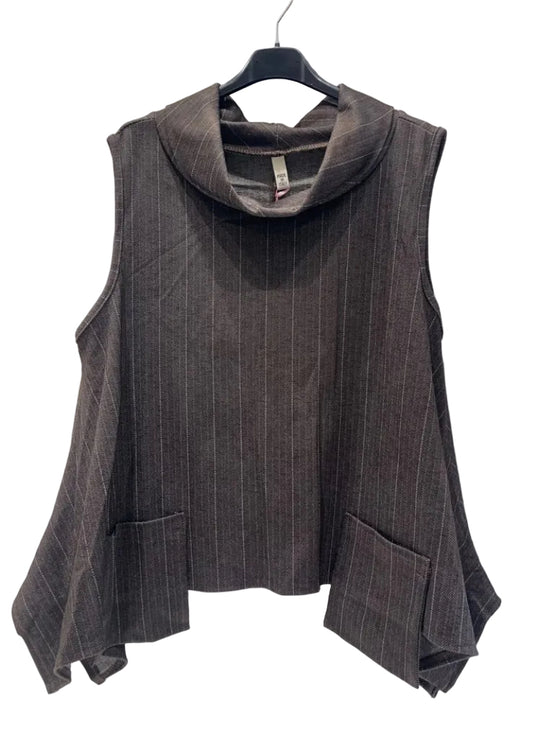 PINSTRIPE COWL NECK TOP - 10-14