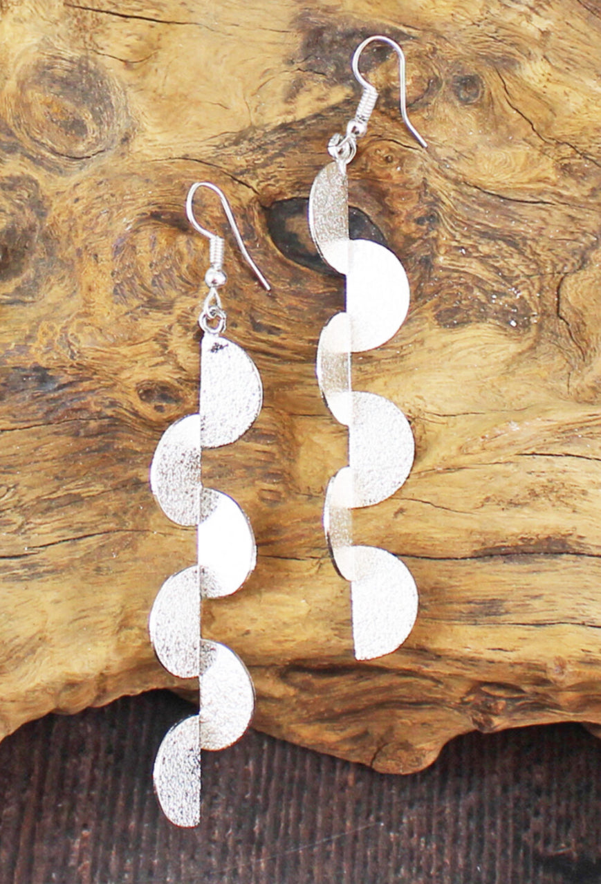 TEXTURED SEMI CIRCLE DROP EARRINGS