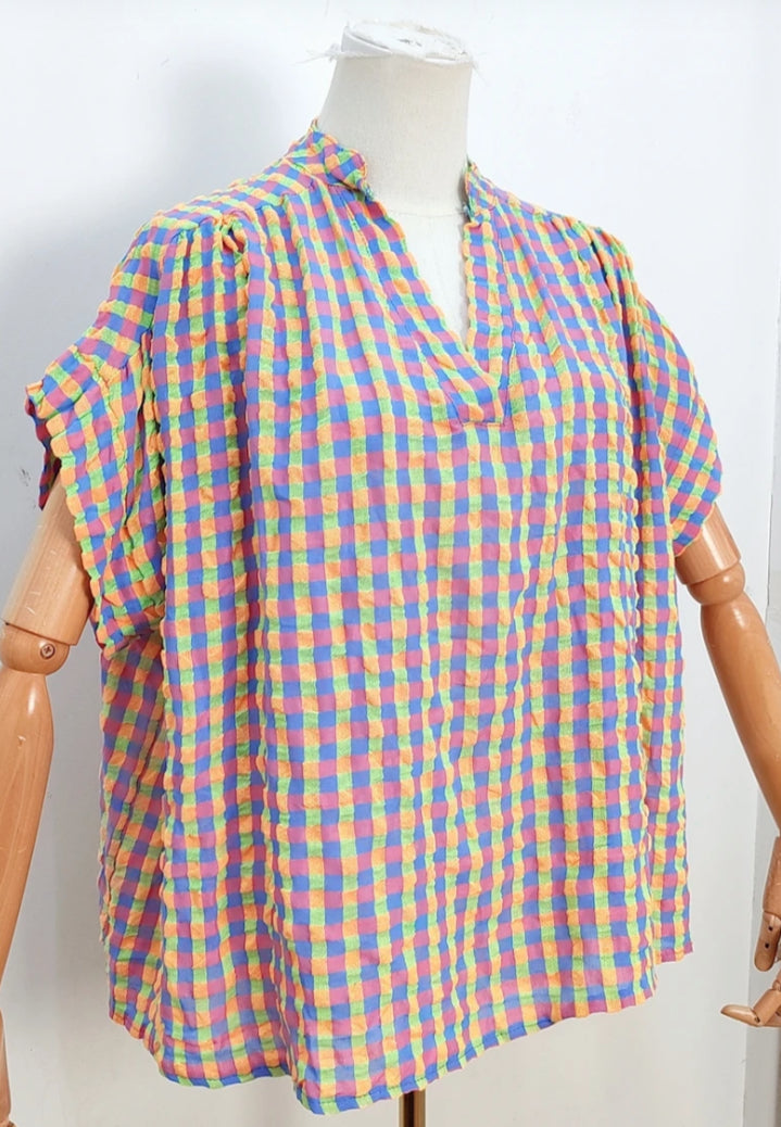 COTTON BLEND GINGHAM TOP - 10-16