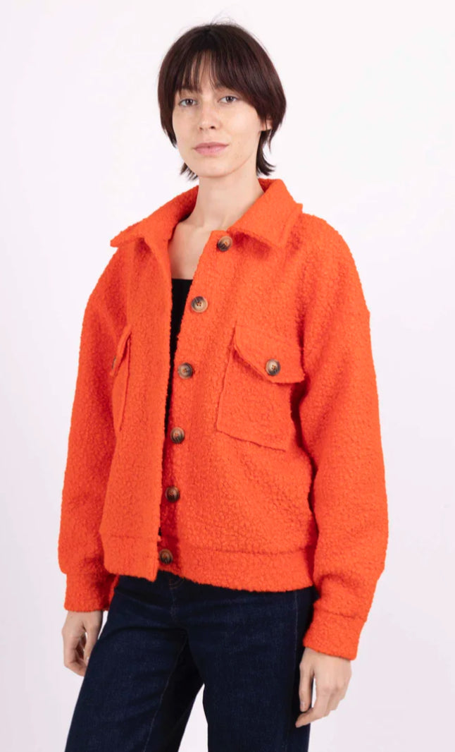 BOUCLE POCKET JACKET - 8-16 - ORANGE