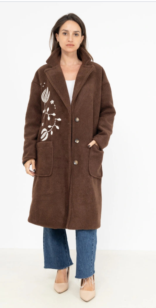 FLOWER TEDDY COAT - 8-14 - BROWN
