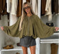 OVERSIZED BATWING BOMBER - 8-12- KHAKI