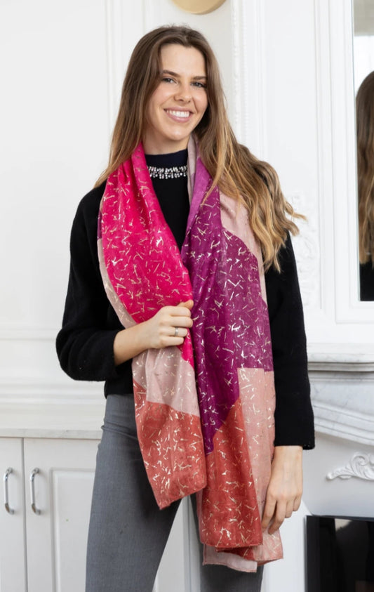FOIL PRINT SCARF - FUSCHIA