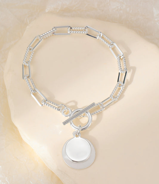 DISC T-BAR BRACELET - SILVER