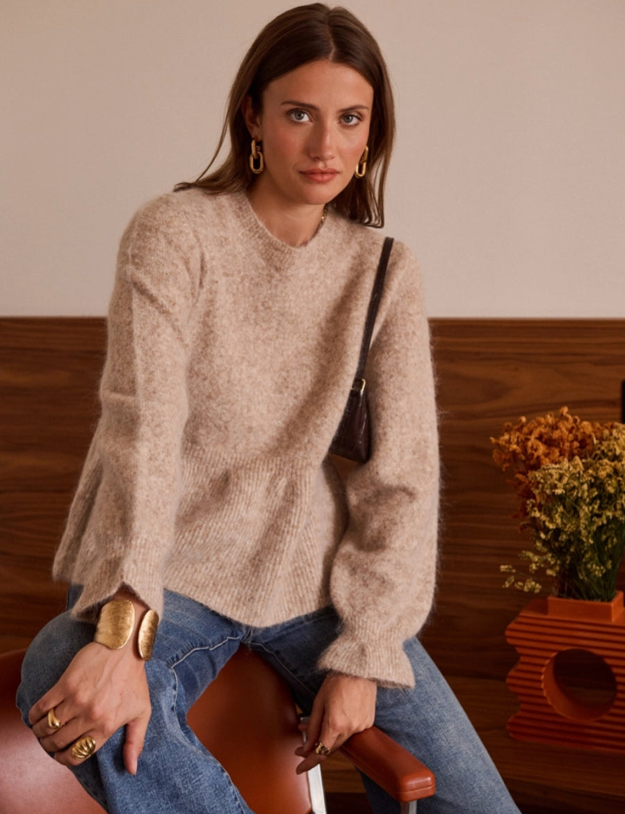 PEPLUM KNIT - 8-12 - BEIGE