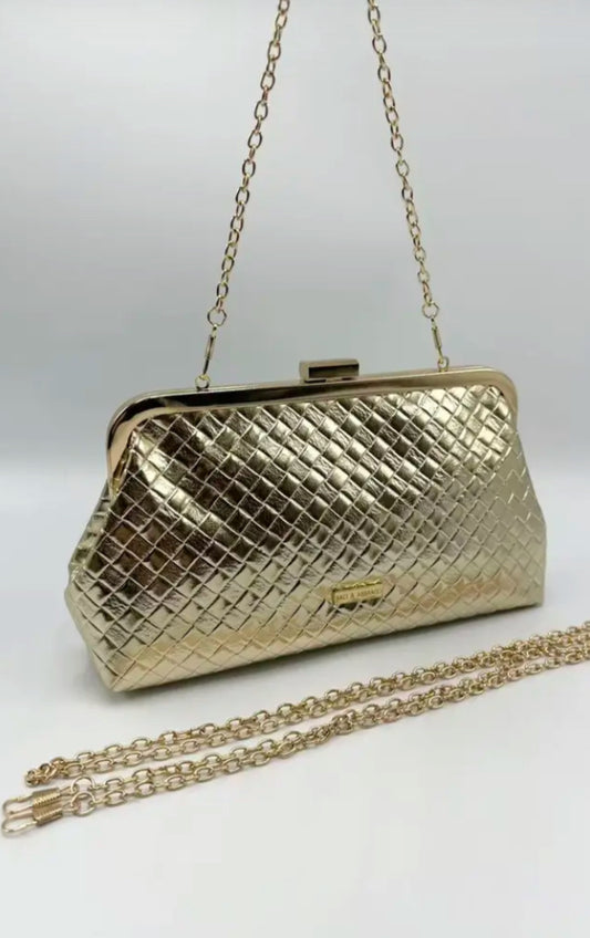 WOVEN CLUTCH BAG - GOLD