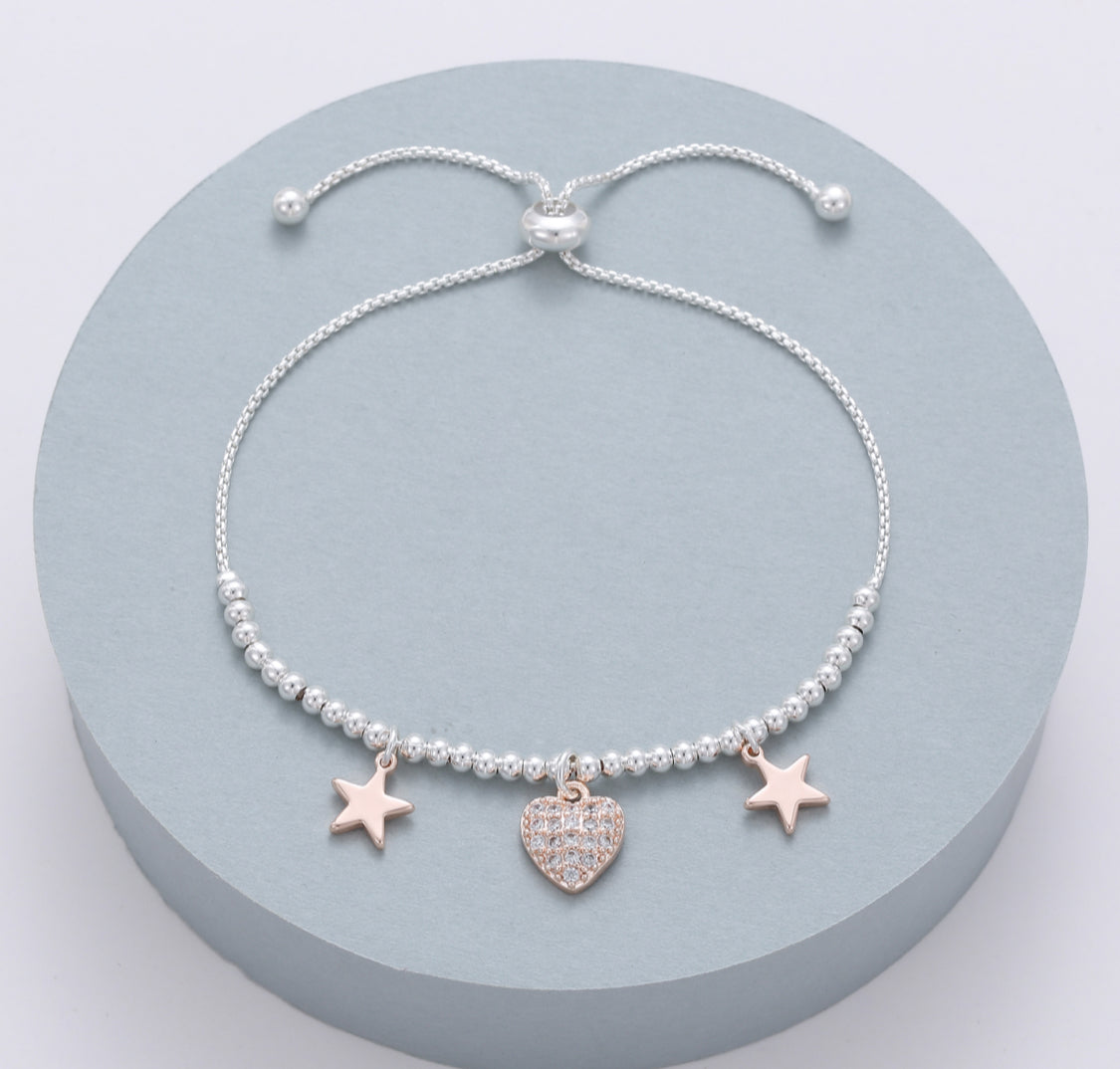 TOGGLE CHARM BRACELET - STAR & HEART