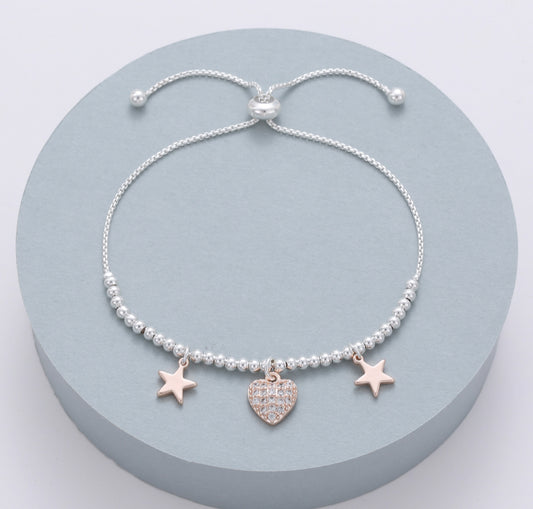 TOGGLE CHARM BRACELET - STAR & HEART