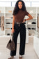 LEOPARD PRINT PANTS WITH BELT - 10-16 - BLACK