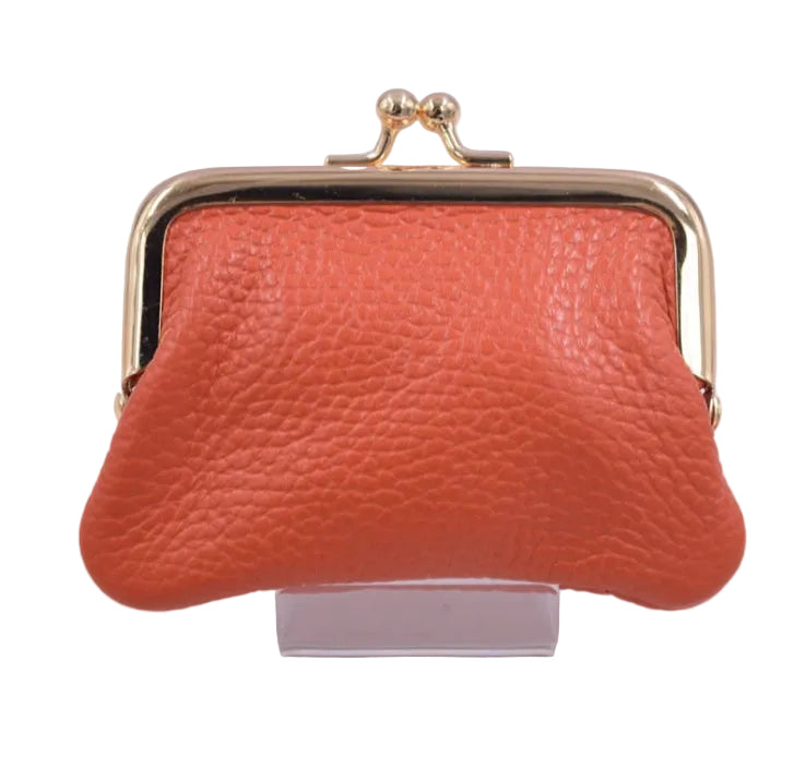LEATHER GRANNY PURSE - ORANGE