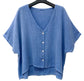 LINEN/COTTON BUTTON CARDI - 10-16 - BLUE