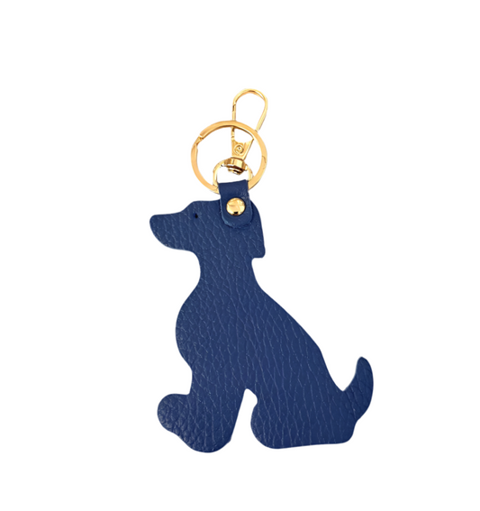 LEATHER DOG KEYRING - BLUE