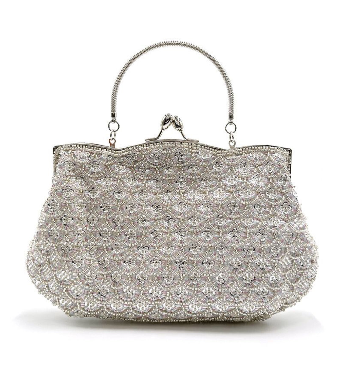 SILVER BEADED OCCASION BAG