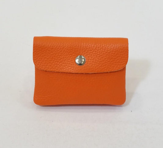 ORANGE LEATHER CARD WALLET