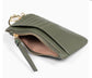 KHAKI CARD HOLDER WITH CAMEL LINING