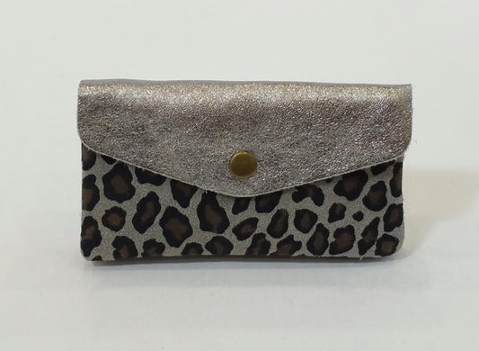 METALLIC ANIMAL PRINT WALLET - LEATHER