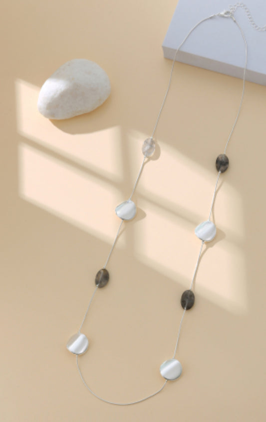 NUGGET MIXED METAL LONG NECKLACE