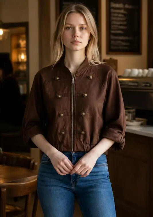 MILITARY BOMBER JACKET - 10-14 - CHOCOLATE